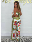 Christel - Printed Spaghetti Strap Trousers, 2-Piece Set