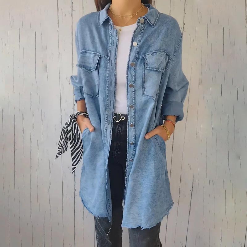 Christiane - Trendy Oversized Denim Blazer