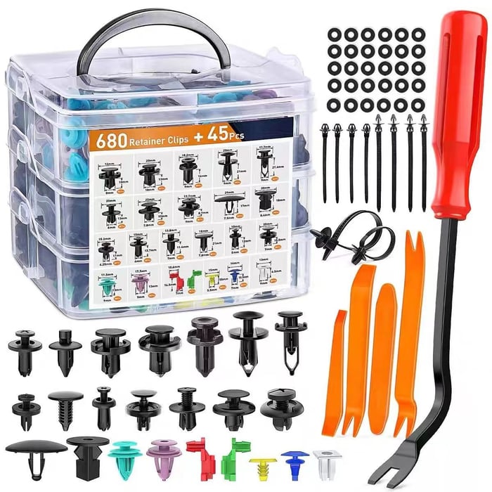 ClipMaster – 725 Piece Auto Retaining Clips and Removal Tools for Fasteners
