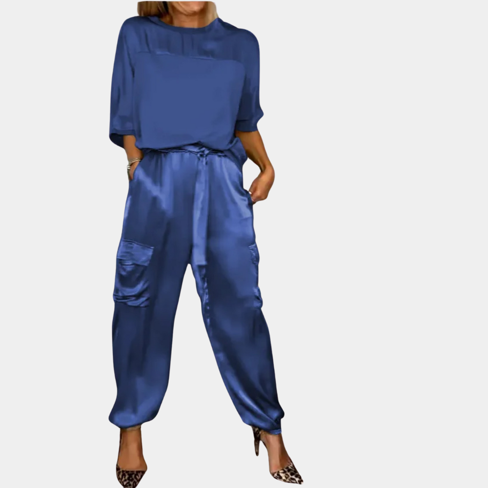 Colbie - Stylish Two-Piece Satin Trouser Suit for Women