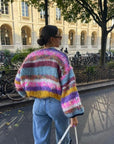 Colourful Knitted Short Cardigan with Puff Sleeves for Women - Aleta