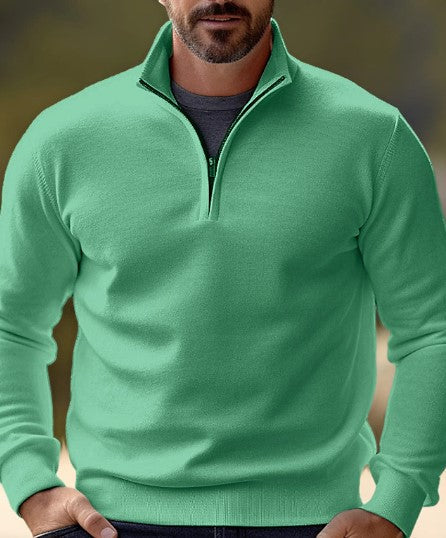 Comfortable Men's Sweater with Quarter Zip - George