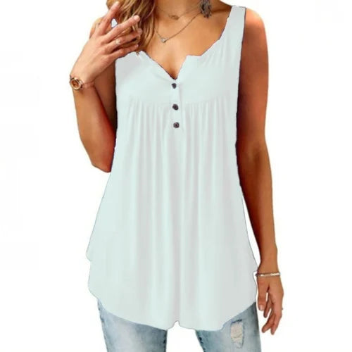 Comfortable Sleeveless Tank Top with Button Placket for Women