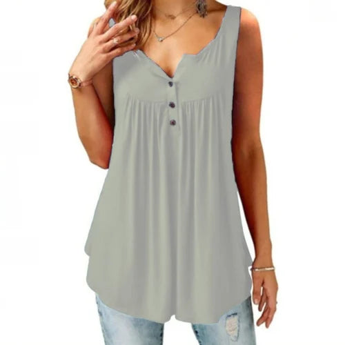 Comfortable Sleeveless Tank Top with Button Placket for Women