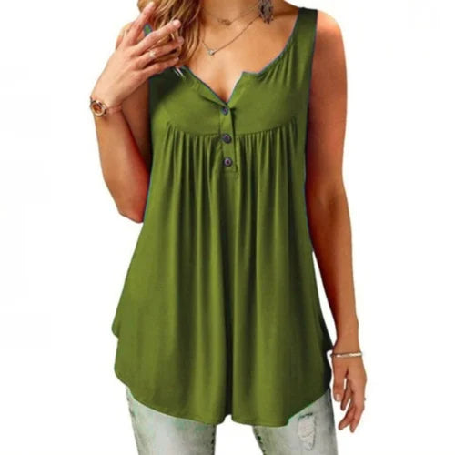 Comfortable Sleeveless Tank Top with Button Placket for Women
