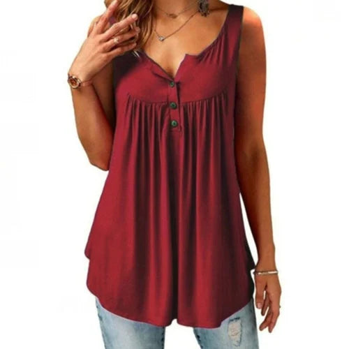 Comfortable Sleeveless Tank Top with Button Placket for Women