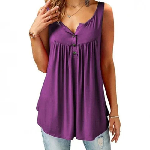 Comfortable Sleeveless Tank Top with Button Placket for Women