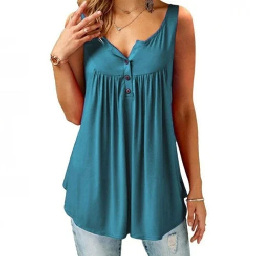 Comfortable Sleeveless Tank Top with Button Placket for Women