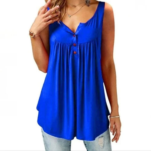 Comfortable Sleeveless Tank Top with Button Placket for Women