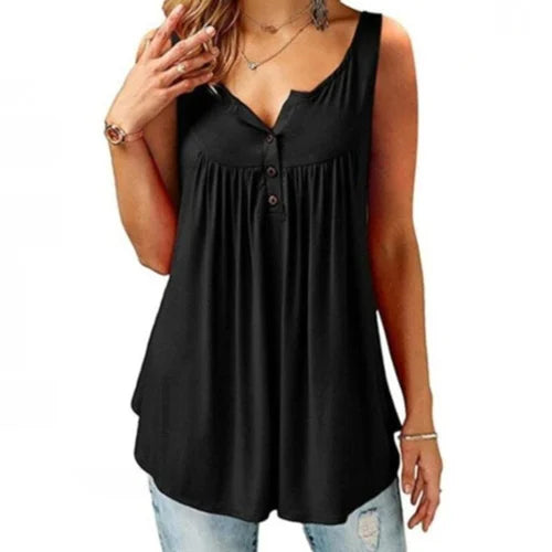 Comfortable Sleeveless Tank Top with Button Placket for Women