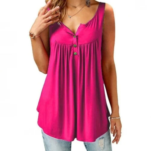 Comfortable Sleeveless Tank Top with Button Placket for Women