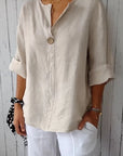 Comfortable Top with V-Neck in Cotton and Linen