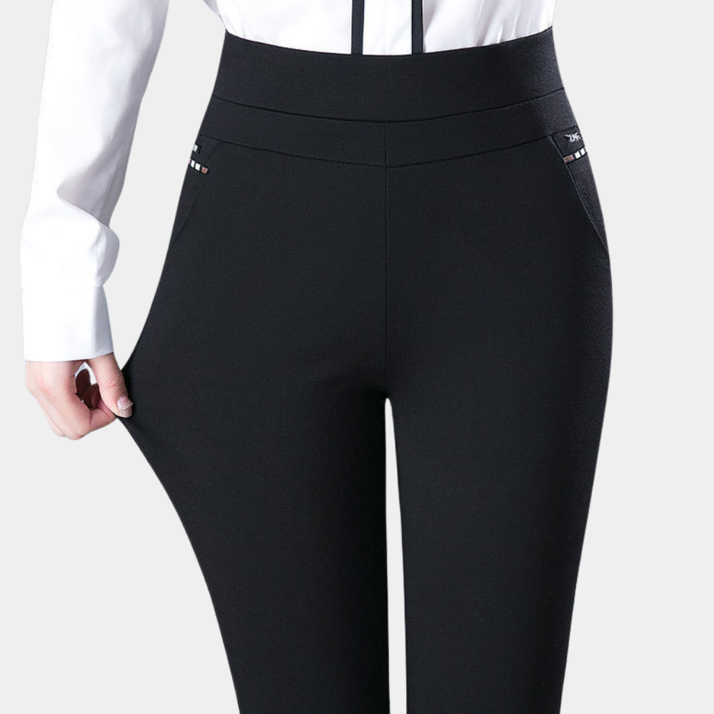 Comfortable ladies' stretch trousers with a high waist