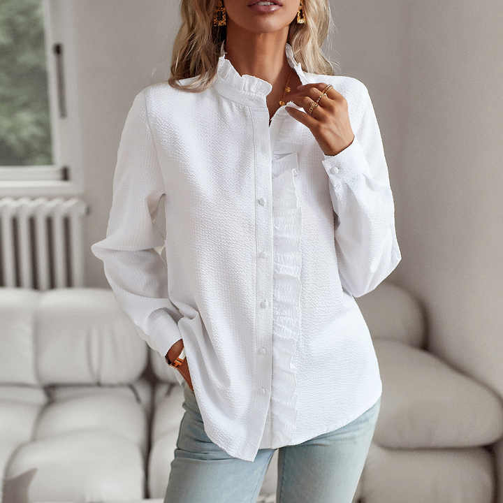 Comfortable long-sleeved blouse with ruffles for women - Mecca