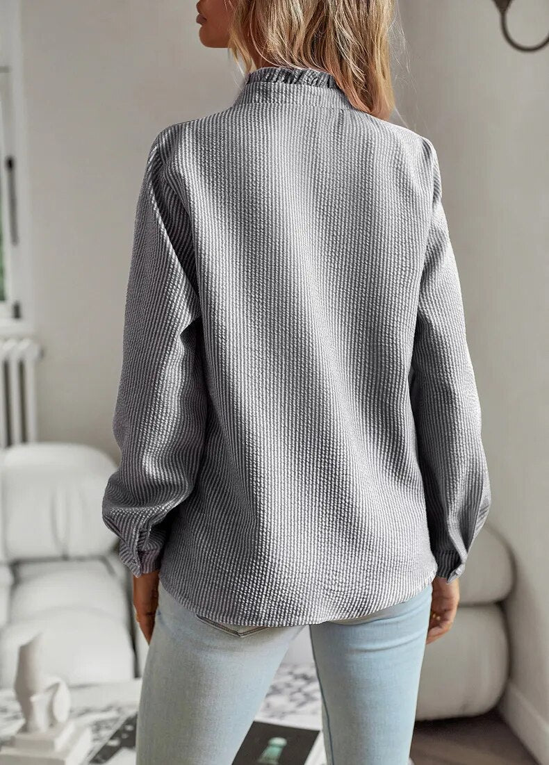 Comfortable long-sleeved blouse with ruffles for women - Mecca