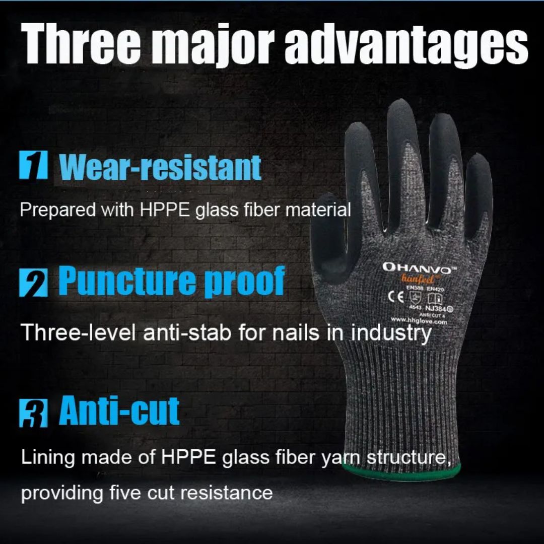 Cut-Resistant Work Glove | HPPE, Fibreglass, Nitrile Palm