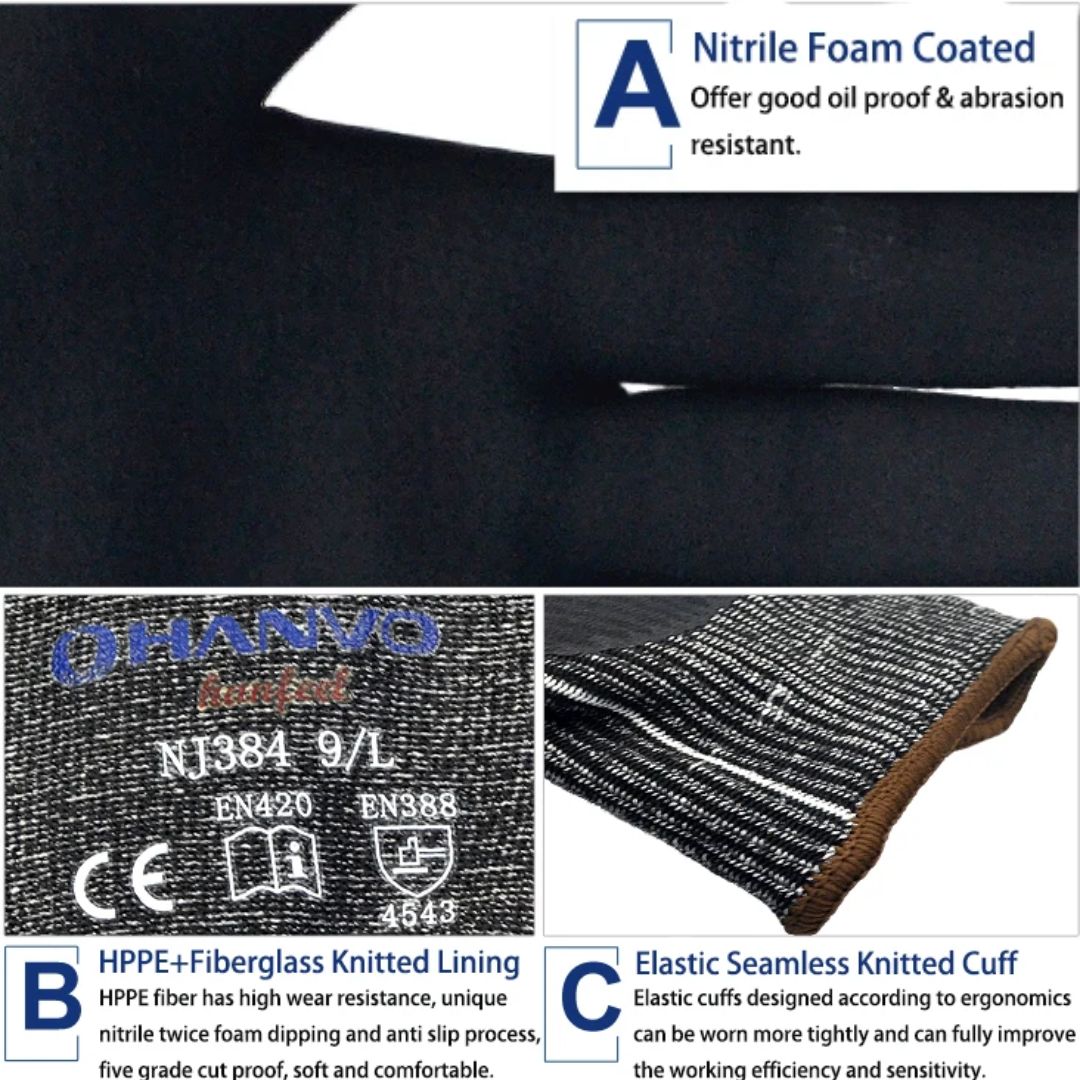 Cut-Resistant Work Glove | HPPE, Fibreglass, Nitrile Palm