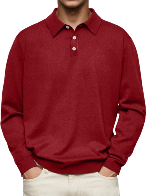 Dalvin – Casual and Comfortable Long Sleeve Revere Polo Shirt