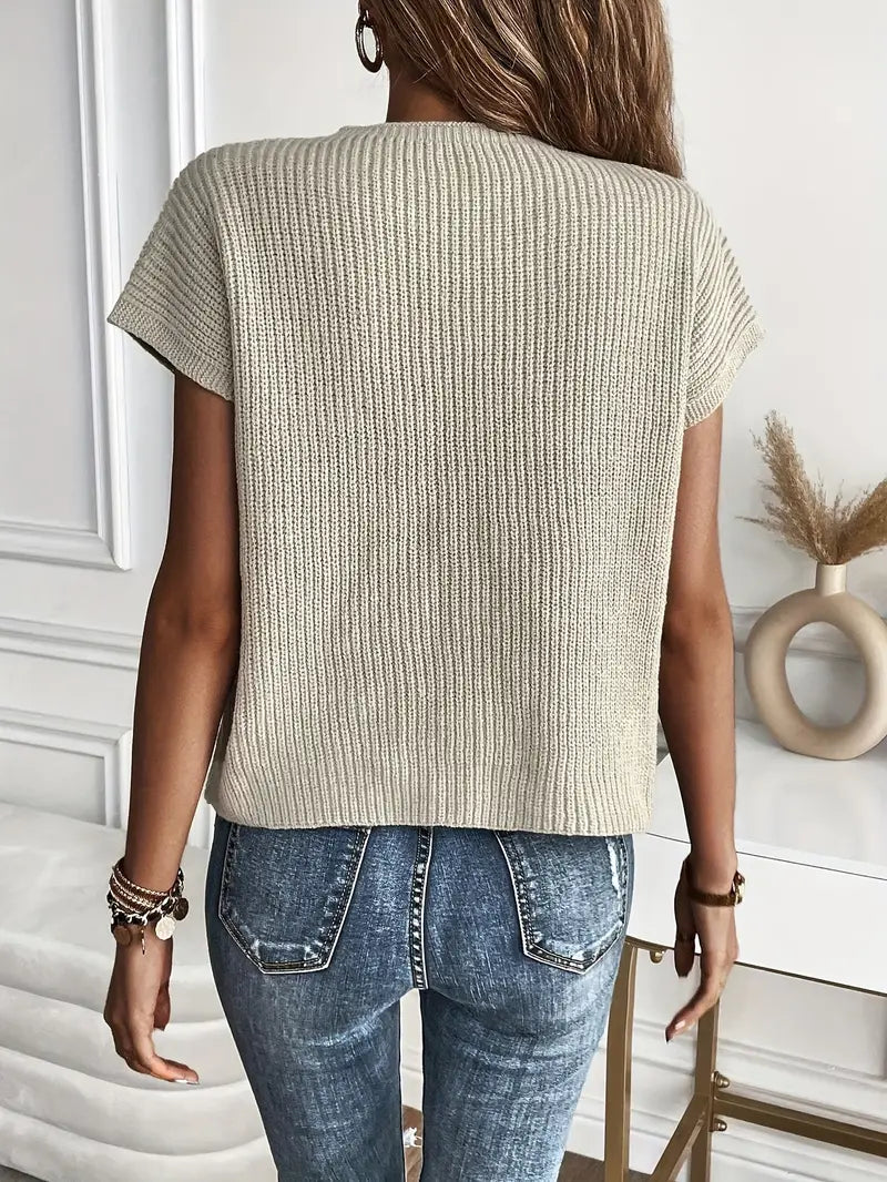 Dana - Ribbed Knit Jumper with Neckline