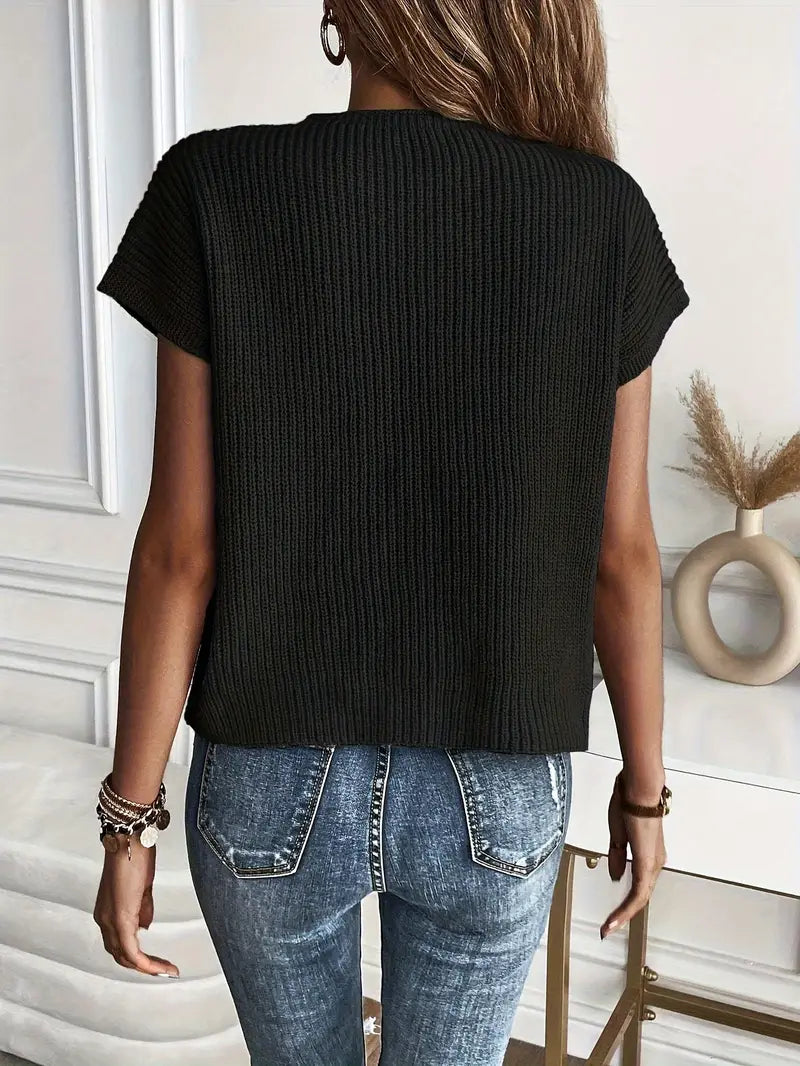Dana - Ribbed Knit Jumper with Neckline
