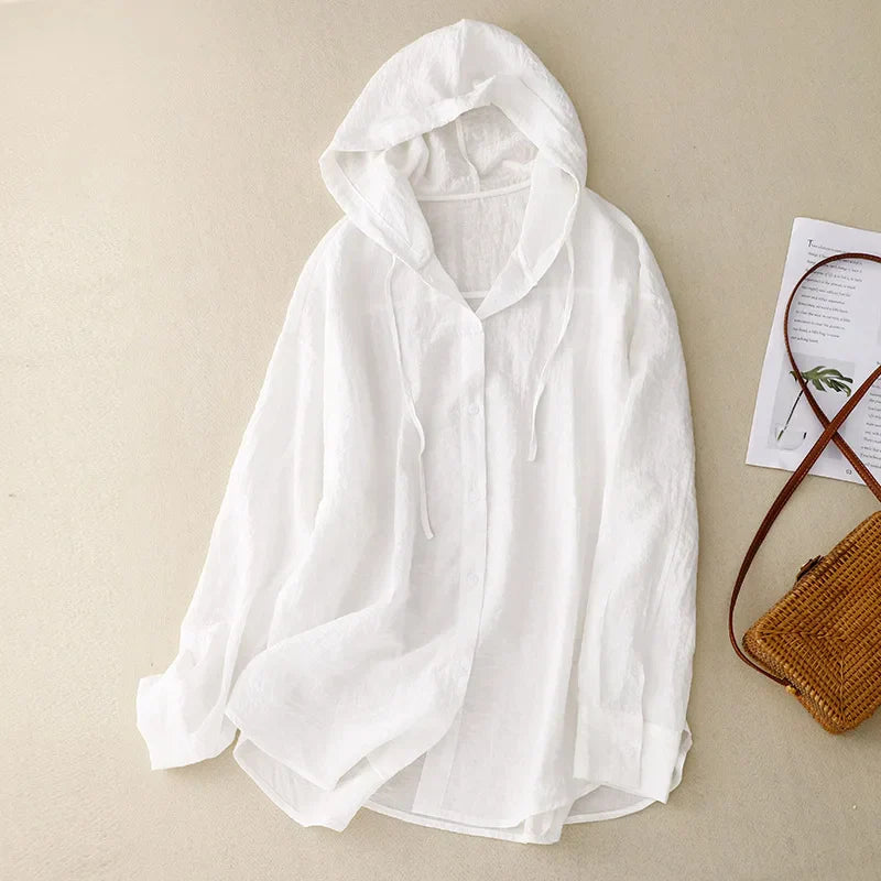 Davina - Long-Sleeved Hooded Blouse