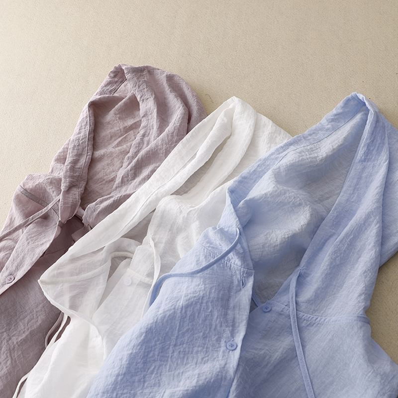 Davina - Long-Sleeved Hooded Blouse