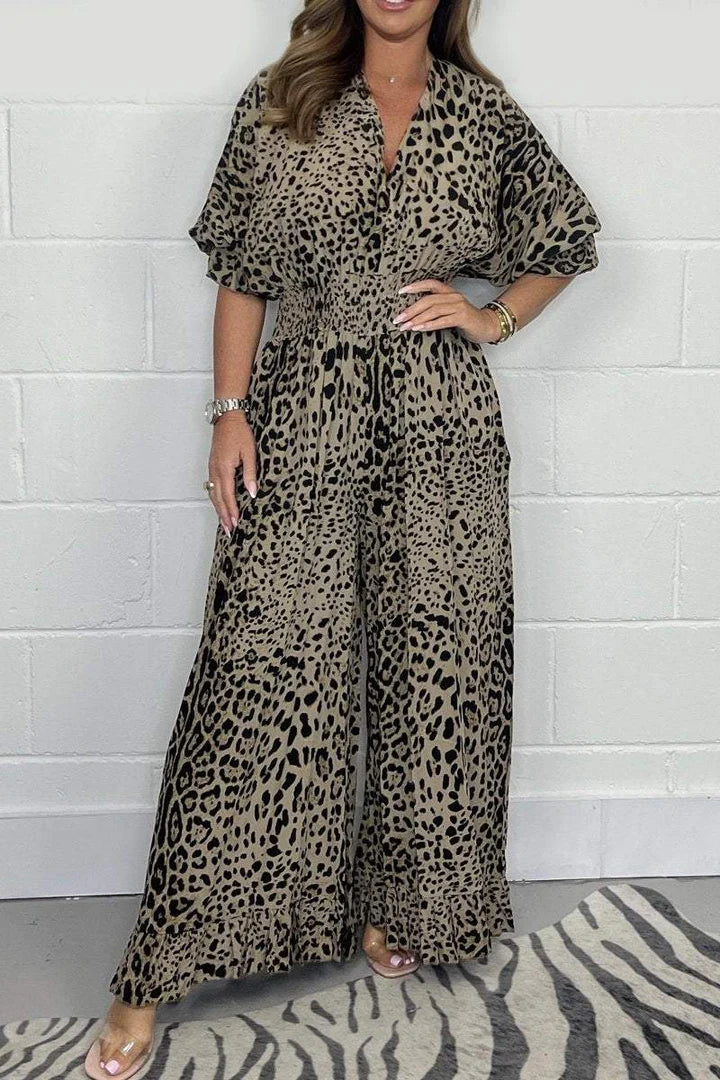 Debbie - Leopard Print Dress with V-Neck