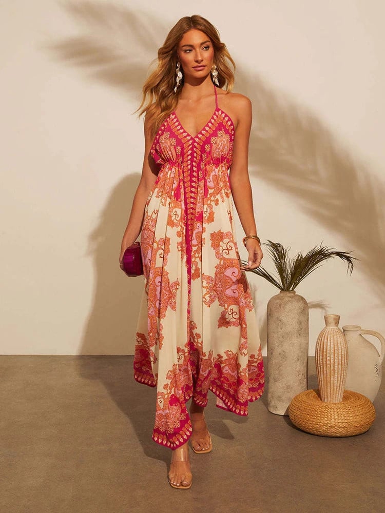 Delfina - Summer V-Neck Bohemian Long Dress