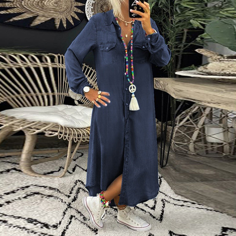Denim Dress with Long Sleeves - Isabela