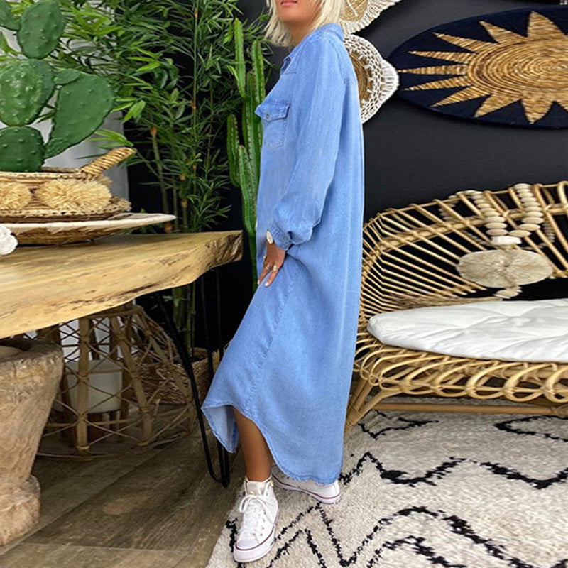 Denim Dress with Long Sleeves - Isabela