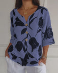 Denisa - Printed Tunic Top with V-Neck
