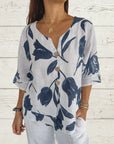 Denisa - Printed Tunic Top with V-Neck