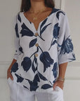 Denisa - Printed Tunic Top with V-Neck