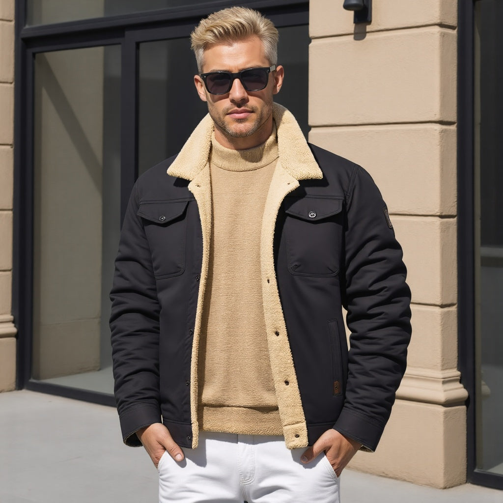 Derek - Vintage Lined Bomber Jacket for Men