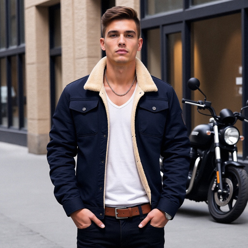Derek - Vintage Lined Bomber Jacket for Men
