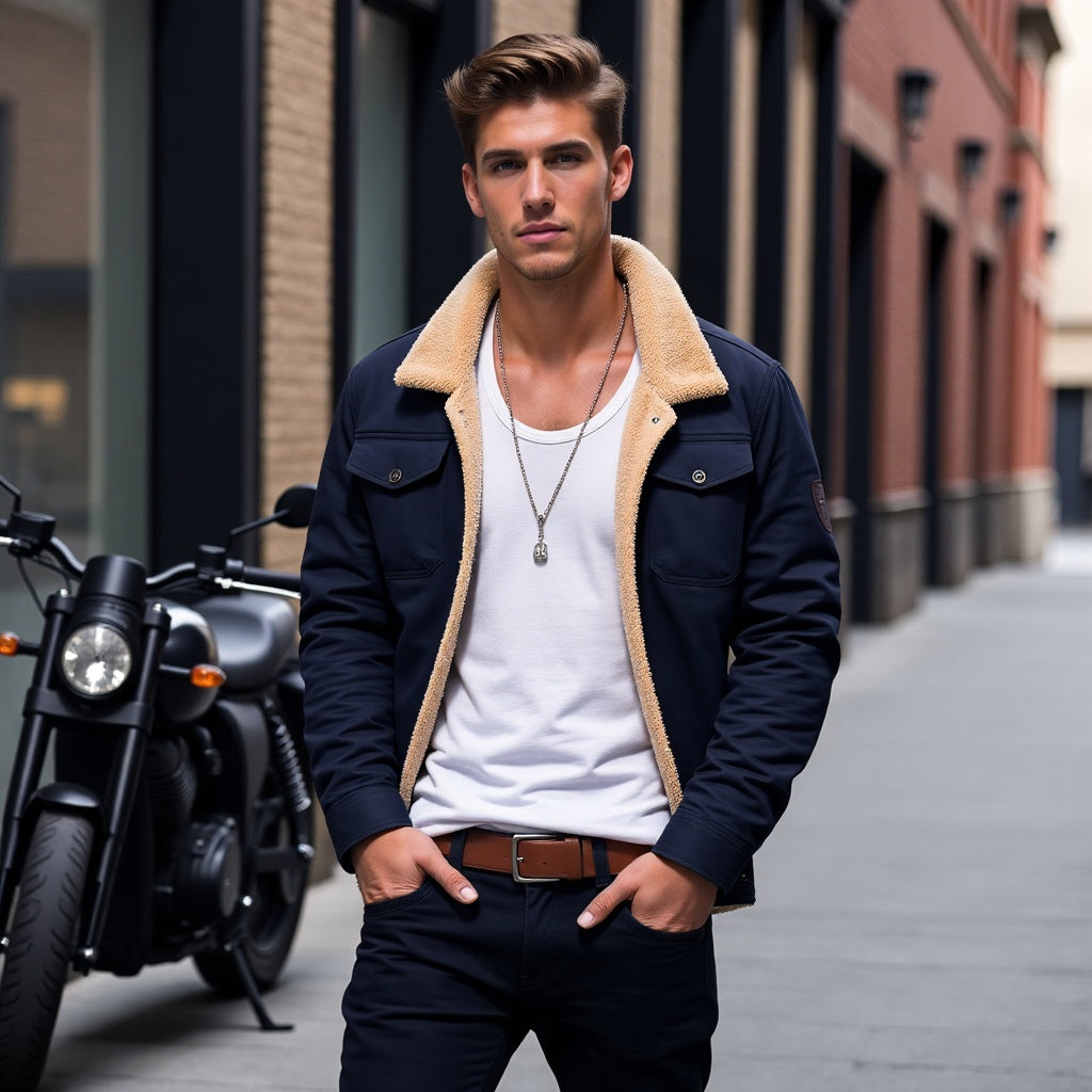 Derek - Vintage Lined Bomber Jacket for Men