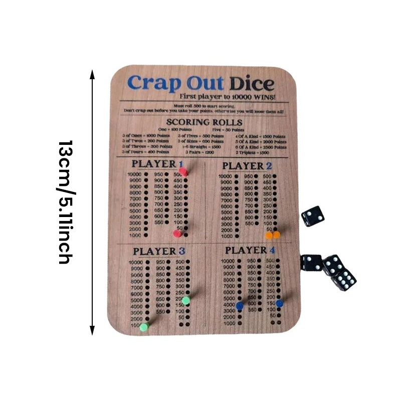 DiceKing - Wooden Crap Out Scoreboard for Tactical Fun