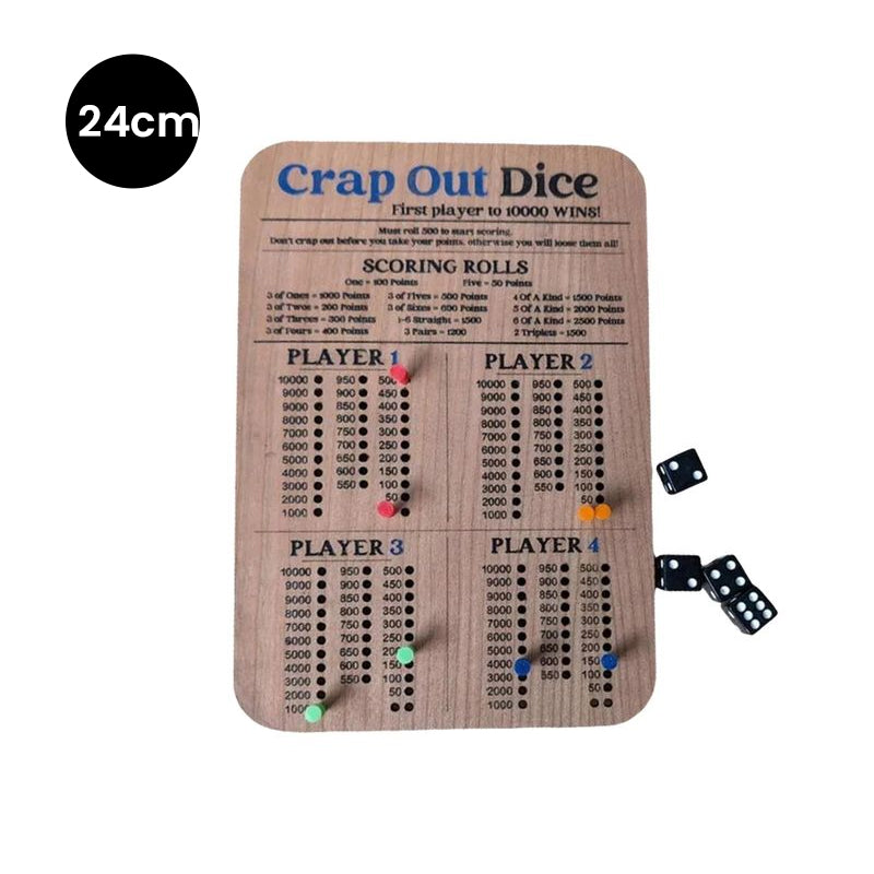 DiceKing - Wooden Crap Out Scoreboard for Tactical Fun