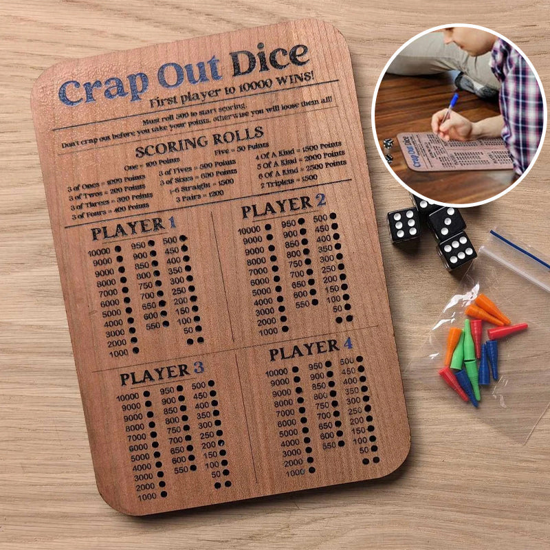 DiceKing - Wooden Crap Out Scoreboard for Tactical Fun