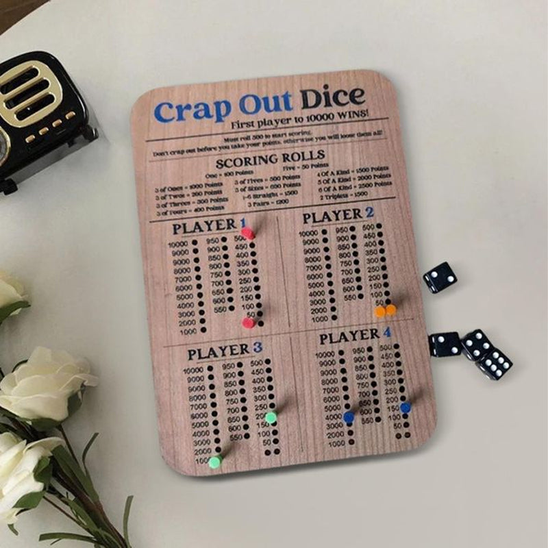 DiceKing - Wooden Crap Out Scoreboard for Tactical Fun