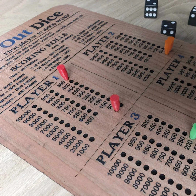 DiceKing - Wooden Crap Out Scoreboard for Tactical Fun