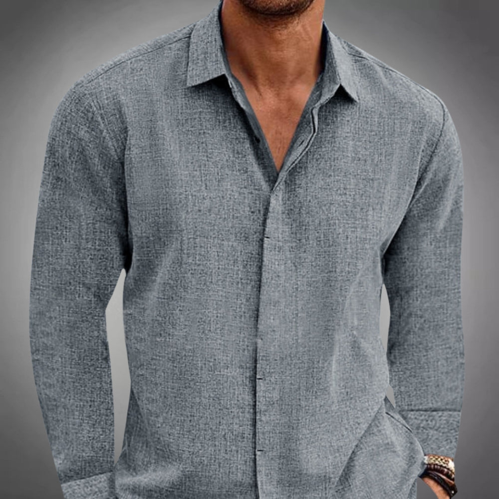 Diether - Camisa de lino de manga larga