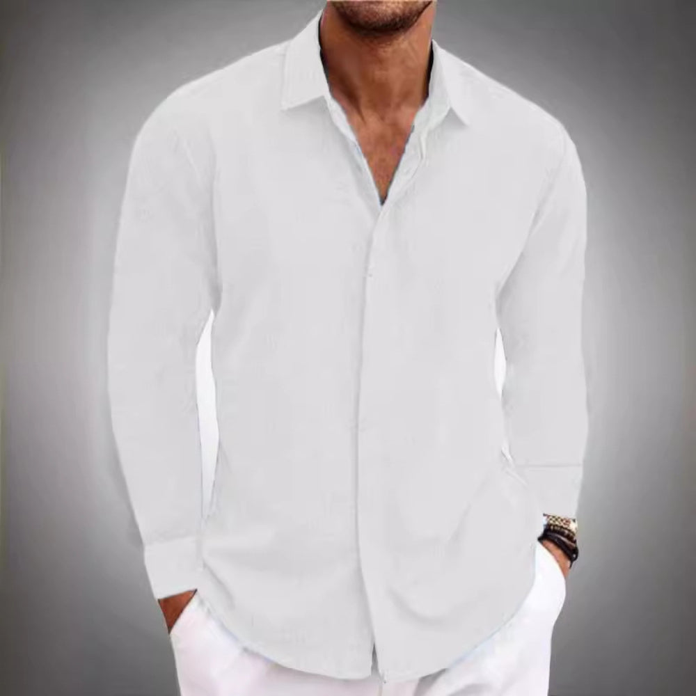 Diether - Camisa de lino de manga larga