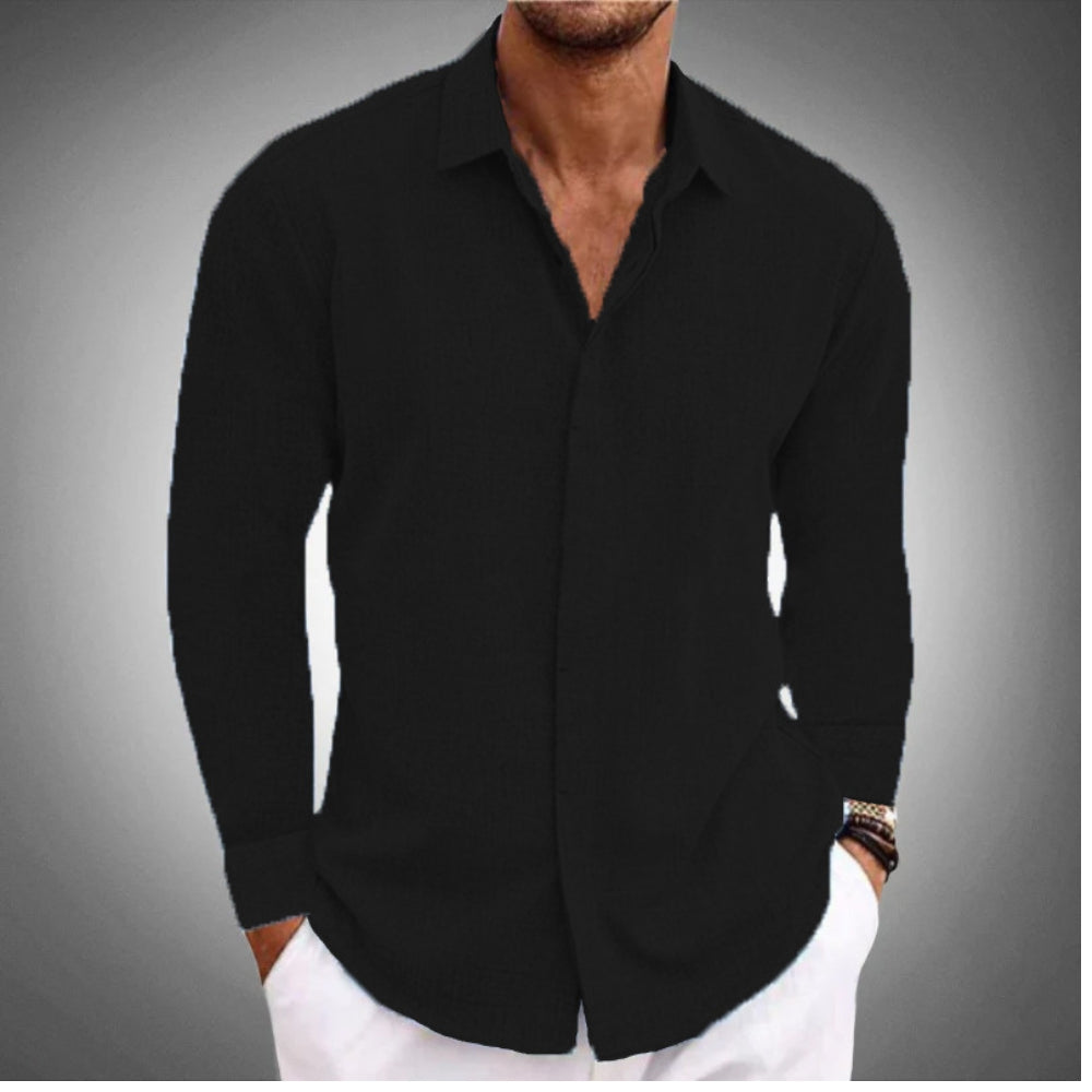 Diether - Camisa de lino de manga larga