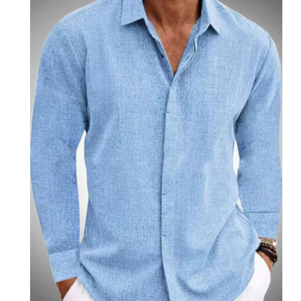 Diether - Camisa de lino de manga larga