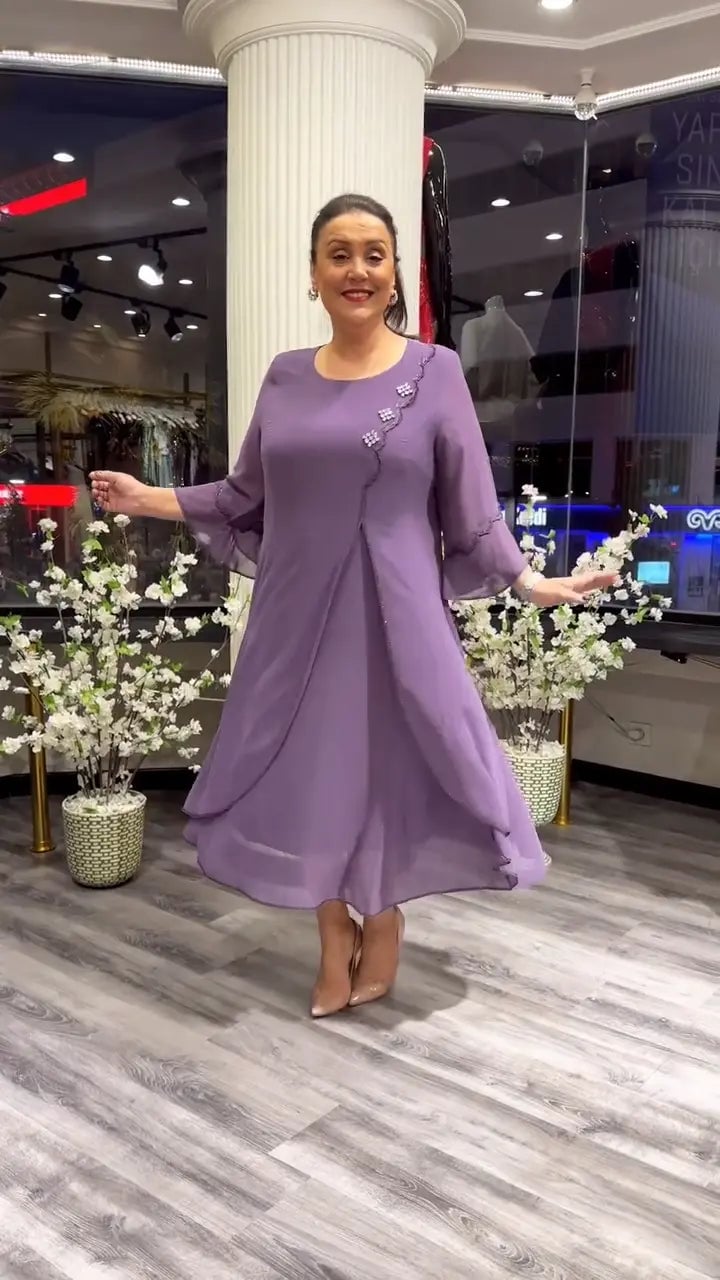 Doris – Round Neck Chiffon Dress