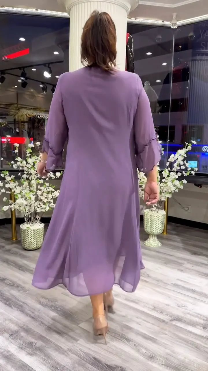 Doris – Round Neck Chiffon Dress