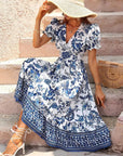 Dress with Floral Print and Round Neck - Sandra