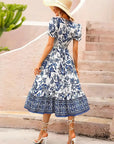 Dress with Floral Print and Round Neck - Sandra