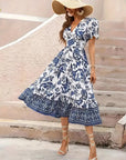 Dress with Floral Print and Round Neck - Sandra